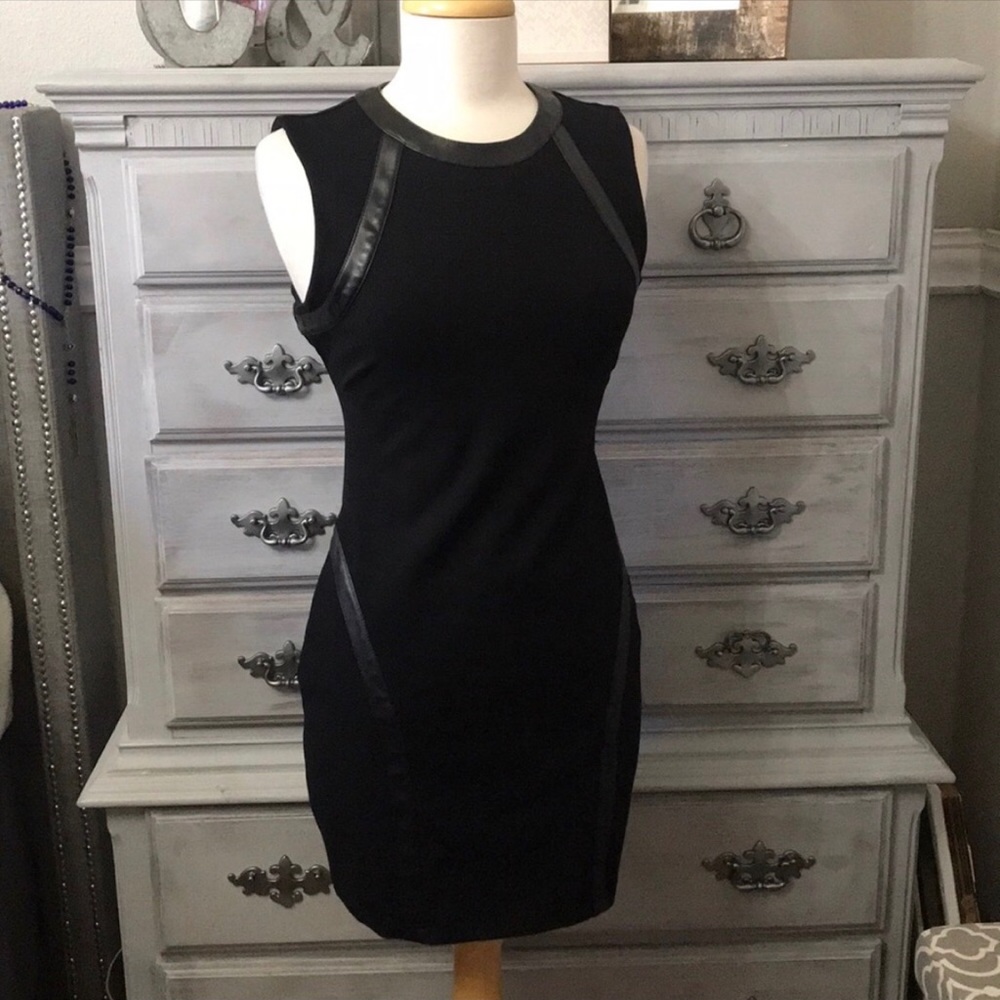 Faux Leather Trim Dress